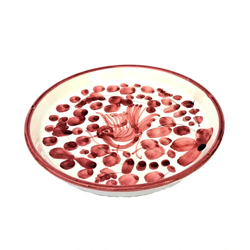 Sottobicchiere ceramica maiolica Deruta arabesco rosso