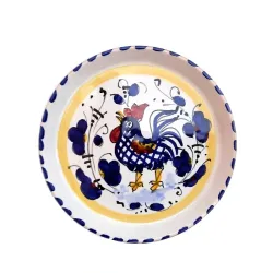 Coaster majolica ceramic Deruta blue rooster Orvietano
