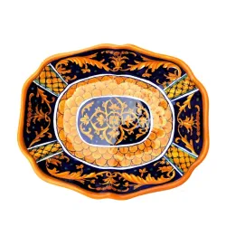 Oval legume tray majolica ceramic Deruta geometric Roma