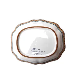 Oval legume tray majolica ceramic Deruta geometric Roma