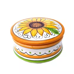 Jewelery box majolica ceramic Deruta sunflower