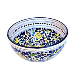 Tall salad bowl majolica ceramic Deruta colored arabesque