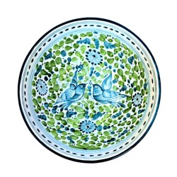 Tall salad bowl majolica ceramic Deruta green arabesque