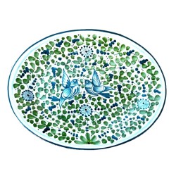Vassoio ovale ceramica maiolica Deruta arabesco verde