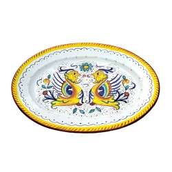 Oval tray majolica ceramic Deruta raphaelesque
