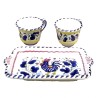 Set caffè ceramica maiolica Deruta gallo blu Orvietano 3 pz