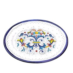 Oval tray majolica ceramic Deruta rich Deruta blue