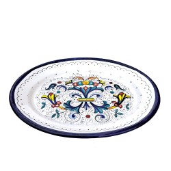 Oval tray majolica ceramic Deruta rich Deruta blue