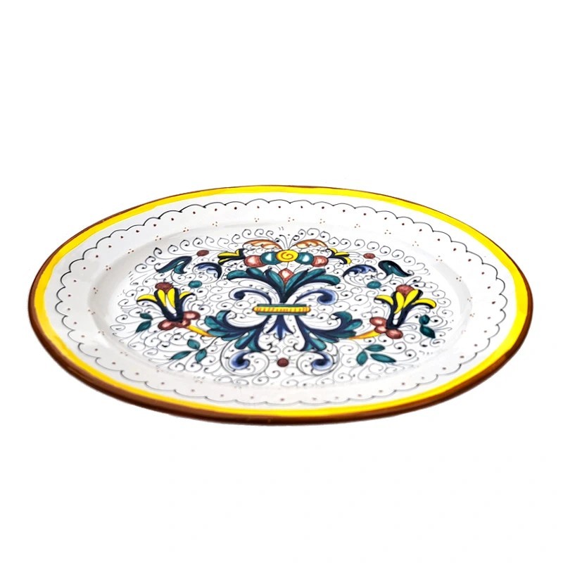 Oval tray majolica ceramic Deruta rich Deruta yellow