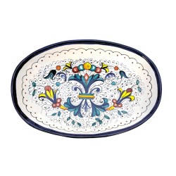 Portapane ovale ceramica maiolica Deruta ricco Deruta blu
