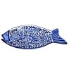 Fish serving plate majolica ceramic Deruta blue arabesque