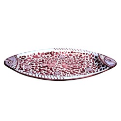 Piatto pesce ovale da portata ceramica maiolica Deruta arabesco rosso