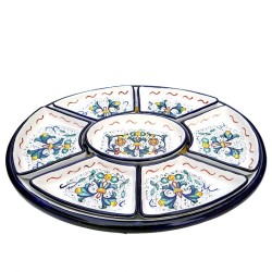 Oval appetizer tray majolica ceramic Deruta 8 PCS rich Deruta blue