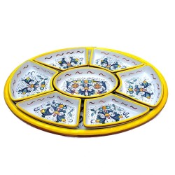 Oval appetizer tray majolica ceramic Deruta 8 PCS rich Deruta yellow
