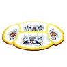 Oval baroque appetizer tray 4 compartments majolica ceramic Deruta rich Deruta yellow