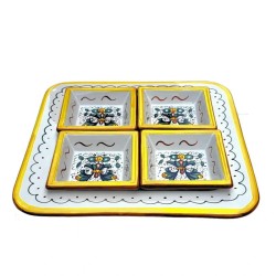 Oriental appetizer tray majolica ceramic Deruta 5 PCS rich Deruta yellow