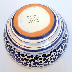 Tall salad bowl majolica ceramic Deruta blue arabesque