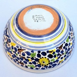 Tall salad bowl majolica ceramic Deruta colored arabesque