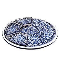 Oval appetizer tray majolica ceramic Deruta 8 PCS blue arabesque