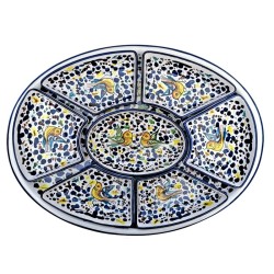 Antipastiera ovale 8 Pz ceramica maiolica Deruta arabesco colorato
