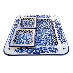 Oriental appetizer tray majolica ceramic Deruta 5 PCS blue arabesque