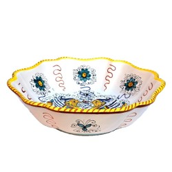 Salad bowl ribbed majolica ceramic Deruta raphaelesque