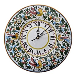 Wall clock majolica ceramic Deruta colored arabesque