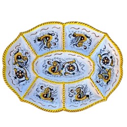 Antipastiera ovale 7 scomparti ceramica maiolica Deruta raffaellesco