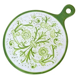 Round cutting board majolica ceramic Deruta rich Deruta apple green single color