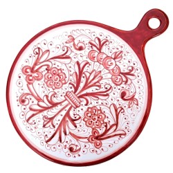 Round cutting board majolica ceramic Deruta rich Deruta red single color