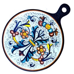 Tagliere rotondo ceramica maiolica Deruta ricco Deruta blu