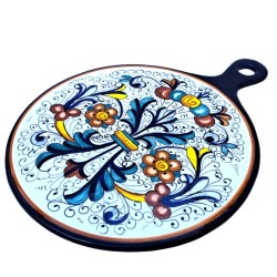 Round cutting board majolica ceramic Deruta rich Deruta blue