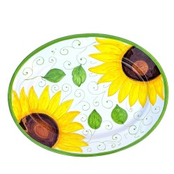 Oval tray majolica ceramic Deruta sunflower