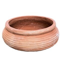 Ribbed bowl terracotta handmade