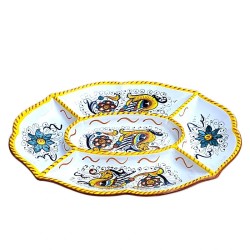 Antipastiera ovale 5 scomparti ceramica maiolica Deruta raffaellesco