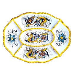 Antipastiera ovale 5 scomparti ceramica maiolica Deruta raffaellesco