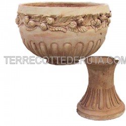 Terracotta footed vase fruit hand made