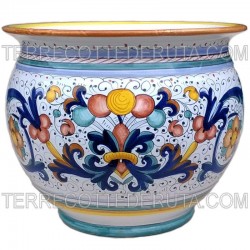 Porta vaso cachepot ceramica maiolica Deruta dipinto a mano decoro Ricco Deruta Giallo