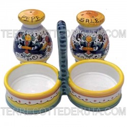 Set sale pepe ceramica maiolica Deruta dipinto a mano decoro ricco Deruta giallo